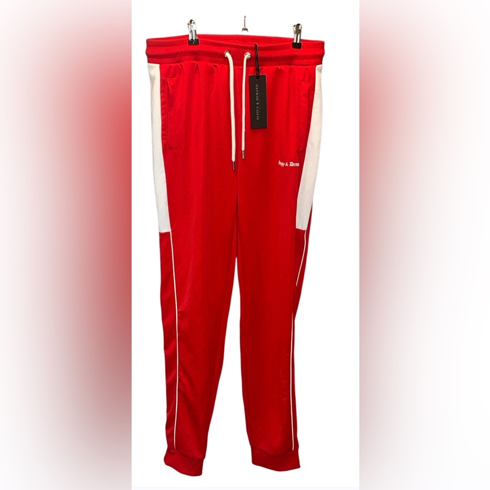 Red and White Men's Joggers